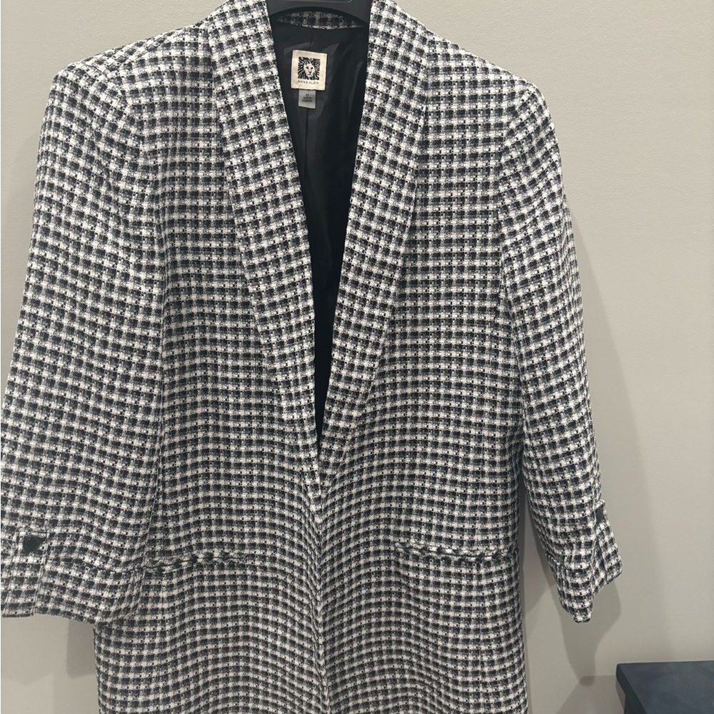 Anne Klein Black and White Checkered Blazer